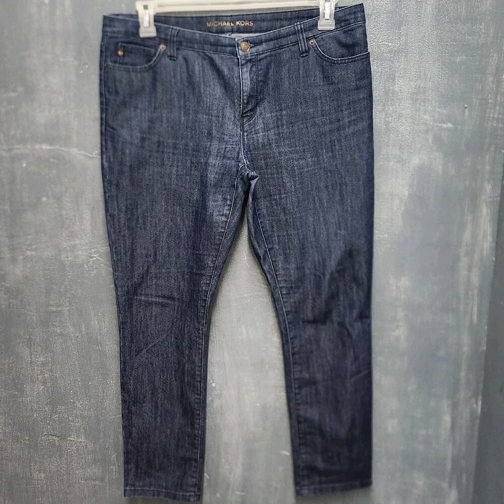 Michael Kors Dark Wash Mid Rise Crop Ankle Jeans Sz 12 Petite